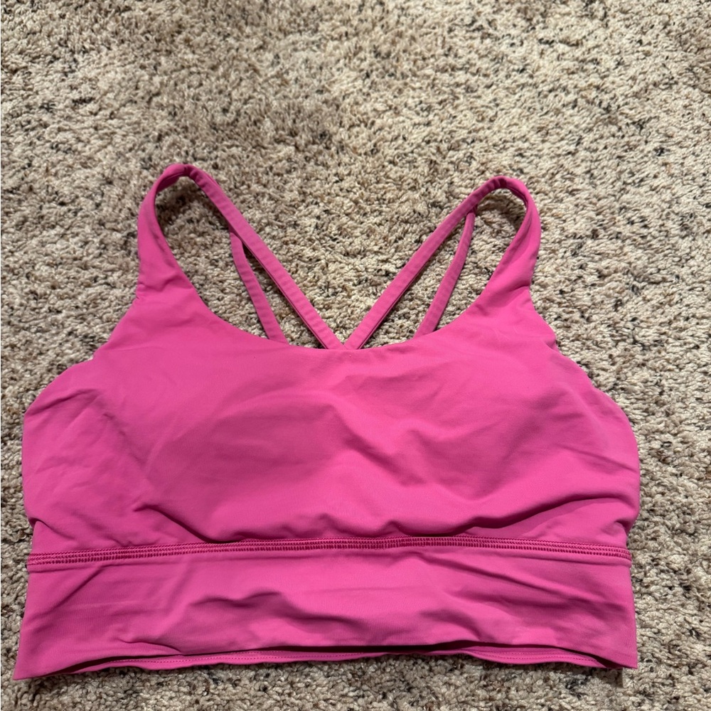 pink lululemon energy longline sports bra. size 8
